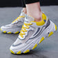 Men Dad Sneakers Platform Leather Mesh Sports Sneakers Lace Up Thick Bottom Trainers Shoes Boys Casual Sneakers Men