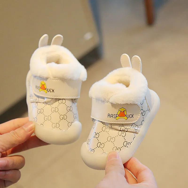 Baby Cotton Shoes, Boys' Shoes, Soft Soled Shoes, Autumn and Winter Infant Walking Shoes, Girls' Plush Warm High Top Shoes