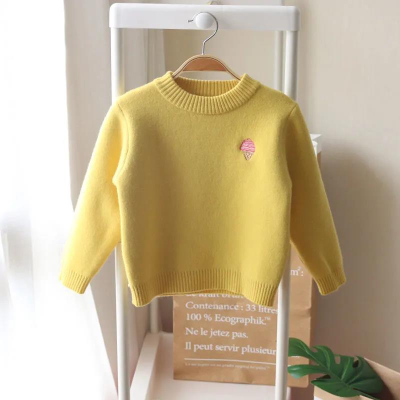 Girls' Sweater Foreign Style Children's Pullover Baby Thickened Plush Warm Knitted Bottom Shirt