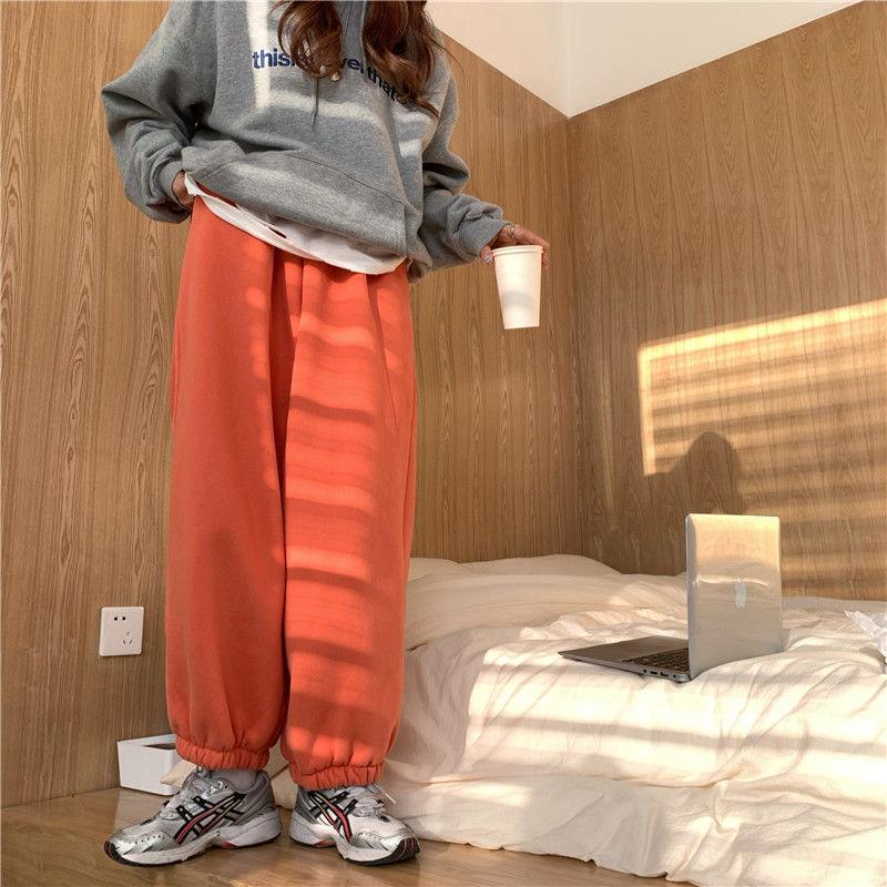Pants Women's Autumn and Winter Korean Version of Ins Plus Velvet Thickening Trousers Loose Sports Casual Pants Tide