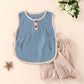 Children's Suit Summer Thin Boys and Girls Baby Breathable Stitching Button Sleeveless Shorts Two Piece Set Casual Wear