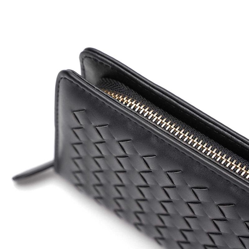 Business Long Wallet Men Women Anti-theft Weave Multi-card Holder Clutch Bag Mobile Phone Coin Bag