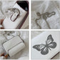 Butterfly Print Chain Shoulder Bags Casual Female Crossbody Bags Portable PU Leather Multi-Layer Transparent Chain Handbag