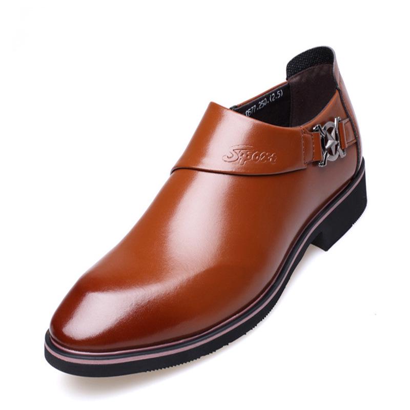 Pair of Shoes Men's Leather Business Casual Pointed Toe Shoes Wedding Shoes