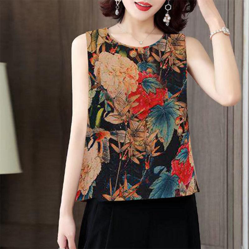 Summer Thin Vest Women's Age-reducing Mother Wear Suspenders Cool Fashion All-match Top Shirt