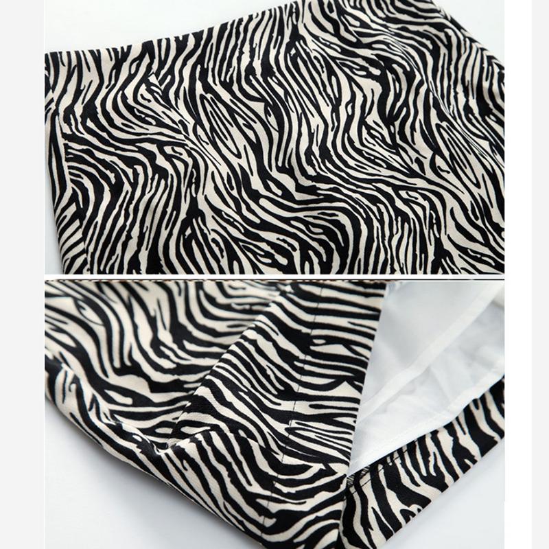 Women Sexy Tight A-line Zebra pattern Printed Hip Skirt Short Skirt Knee-length Zipper Club Casual Home Office