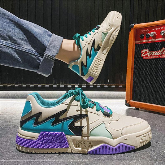 Canvas Shoes Men's Low-top Spring Harajuku Style Men's Shoes Ins Board Shoes Thick Bottom Color Matching Tide Shoes Summer