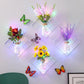Art Flower Arrangement Plastic Artificial Flower Decoration Wall-mounted Flower Stand with Colorful Light Strip