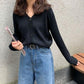 Spring and Autumn Top All-match Short V-neck Sweater Coat Knitted Cardigan Female Student Shirt