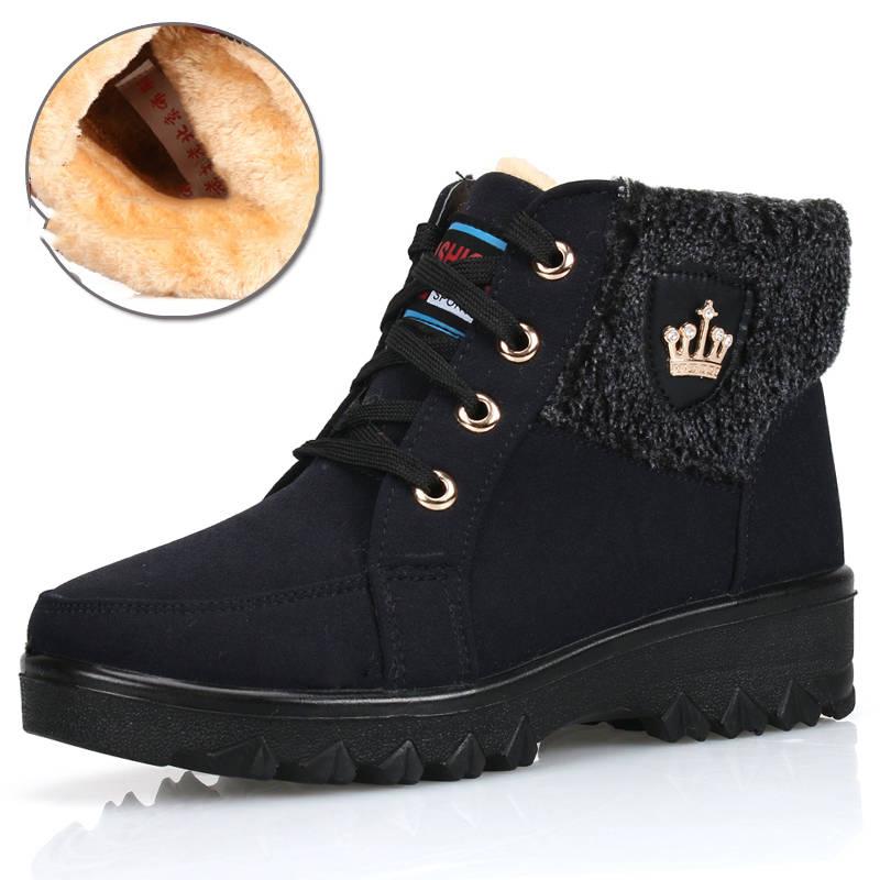 Women's Snow Boots Women Winter Fashion Lace Up Warm Fur Short 3 Colors