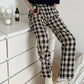 Women's Summer Plaid Trousers Korean Style Japanese Loose Thin Wide-leg Pants All-match Straight Casual Pants Retro High Waist Elastic Pants