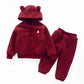 Boys and Girls Baby Plus Velvet Padded Sweater Suit Children's Two-piece Suit Autumn and Winter Suit Children's Cotton Jacket