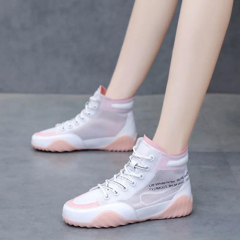 Shoes Women's Trendy Shoes Summer High-top Shoes Breathable Gauze Mesh Canvas Jelly Shoes Net Shoes