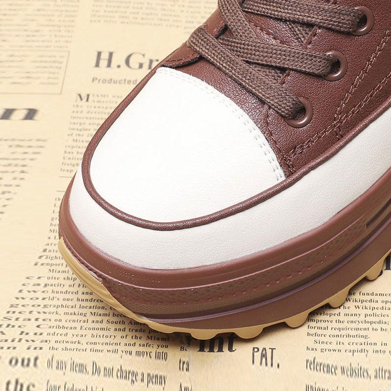 High-top Casual Shoes Women Autumn and Winter All-match Thick-soled White Shoes Sports Shoes Loose Shoes Board Shoes Plus Velvet Shoes