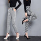 Spring and Summer Plaid Pants Korean Casual Pants Trousers Feet Harem Pants Women Are Thin Straight Loose Large Size Thin Section