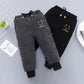 Boys' Cotton Pants Thickened Middle and Small Children's Winter Baby Loose Foot Binding Three-layer Cotton Sandwiched Warm Pants Korean Style