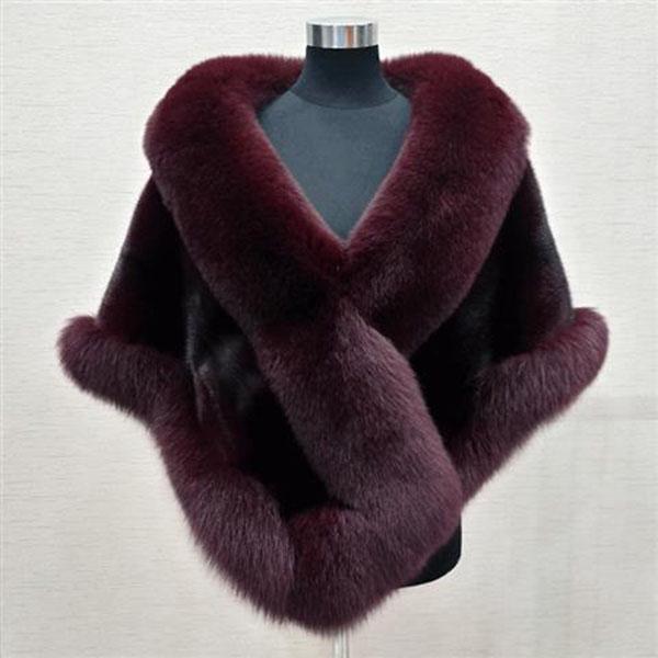 Faux Fur Shawl Women  Imitation Fox Fur Dress Capes Thick Warm Short Furry Jacket  Autumn Winter