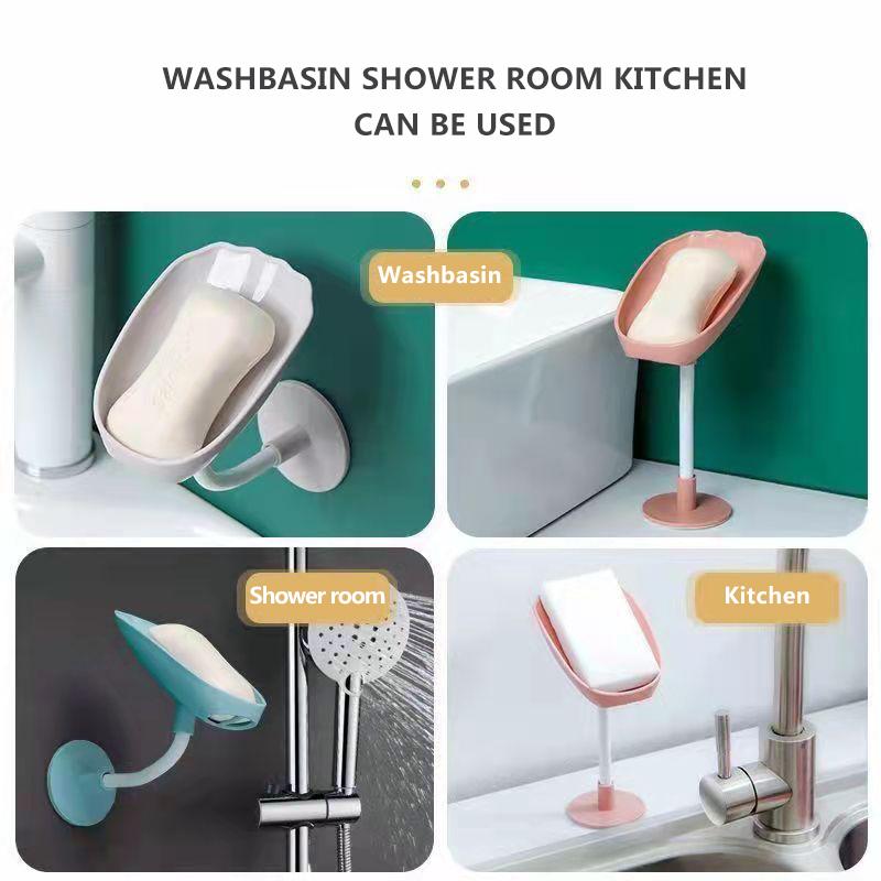 Soap Dish Drain Free Punching Household Toilet Bathroom Kitchen Vertical Suction Cup Wall Hanging Soap Holder Soap Shelf