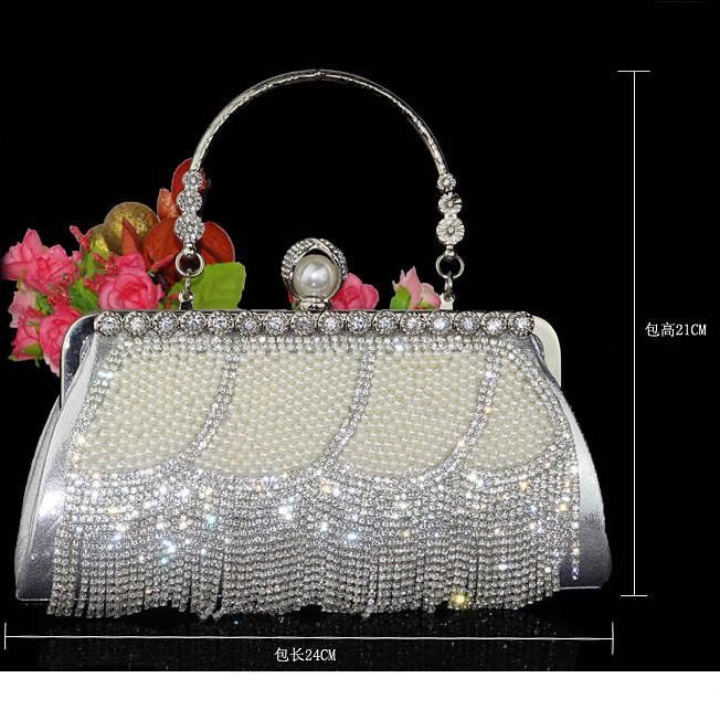 Pearl Bag with Diamond Evening Bag Dress Bag Clutch Bag Messenger Bag Banquet Bag Rhinestone Handbag