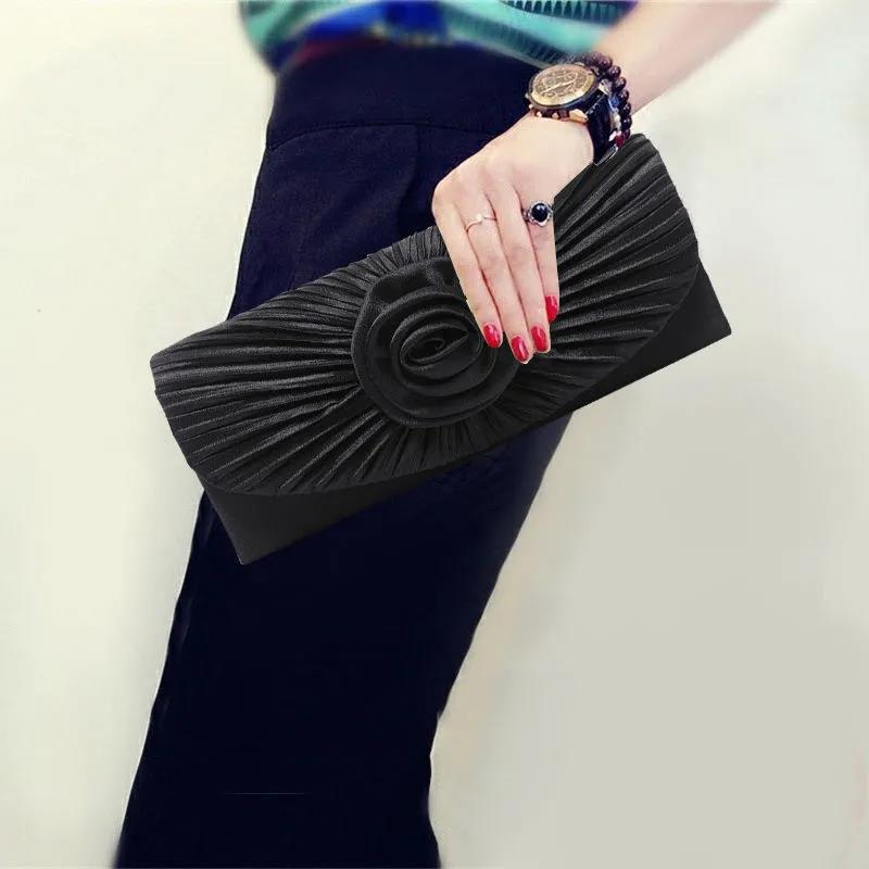 Ladies Elegance Luxury Clutch Bag Shoulder Bag Pleated Satin Wedding Evening Banquet