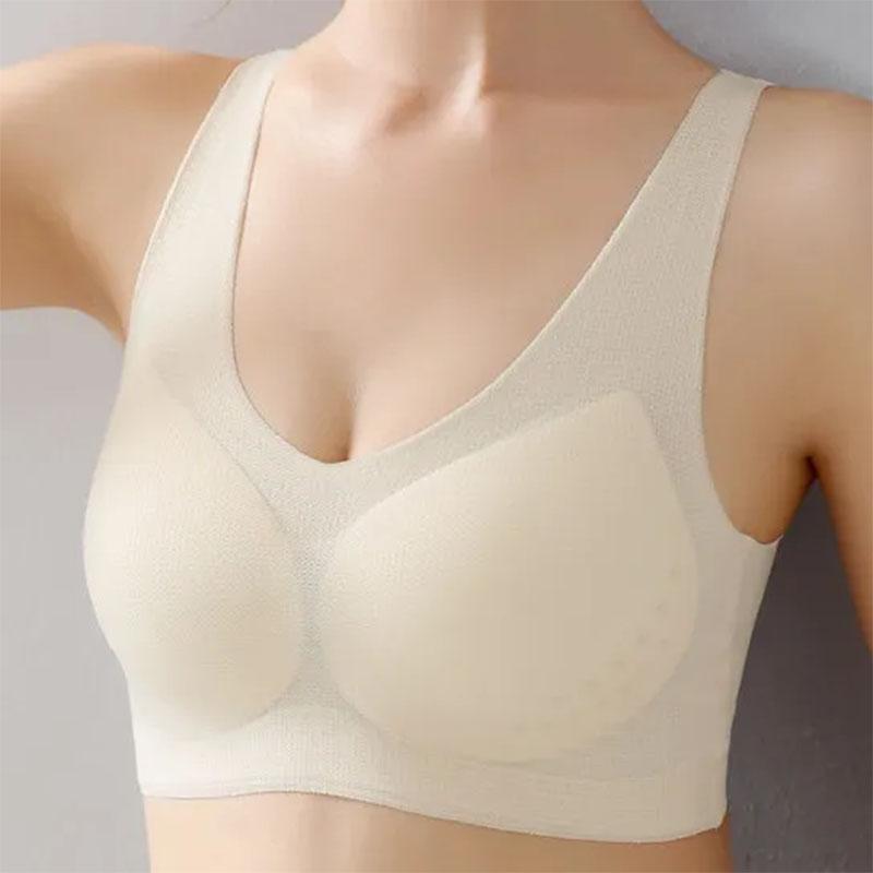 Women's ultra-thin deep V beautiful back latex seamless bra adjustment type gathering anti-sagging no steel ring sports Bra