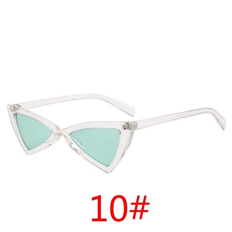 WTEMPO Women's Fashion 12 Colors Triangle Small Cat Eye Sunglasses Beach Leisure Vacation UV Protec