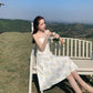 Women's Summer French Elegant Little Fresh Fairy Gentle Long Print Suspender Dress