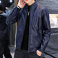 Men's Leather Jacket Trend Handsome Stand-up Collar Motorcycle Clothing Youth Autumn and Winter Plus Velvet Padded Jacket