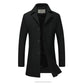 Men's Autumn and Winter Thick Woolen Coat Mid-length Slim Business Coat Winter Single-breasted Wool Trench Coat Solid Casual Suit Collar Warm Outfit