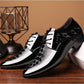Men's Business Casual Lace-up Leather Shoes Korean Formal Dress Black Pointed Increase Wedding Shoes