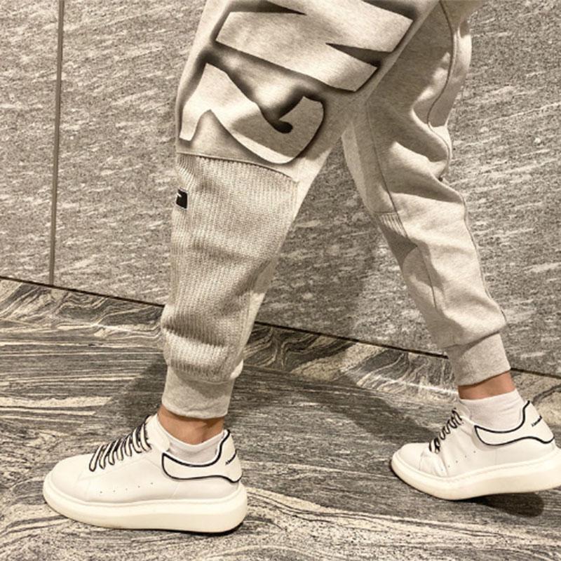 Mixed Material Casual Sports Pants Men's Trend Youth All-match Elastic Feet Pants Close-in Leggings Sweatpants