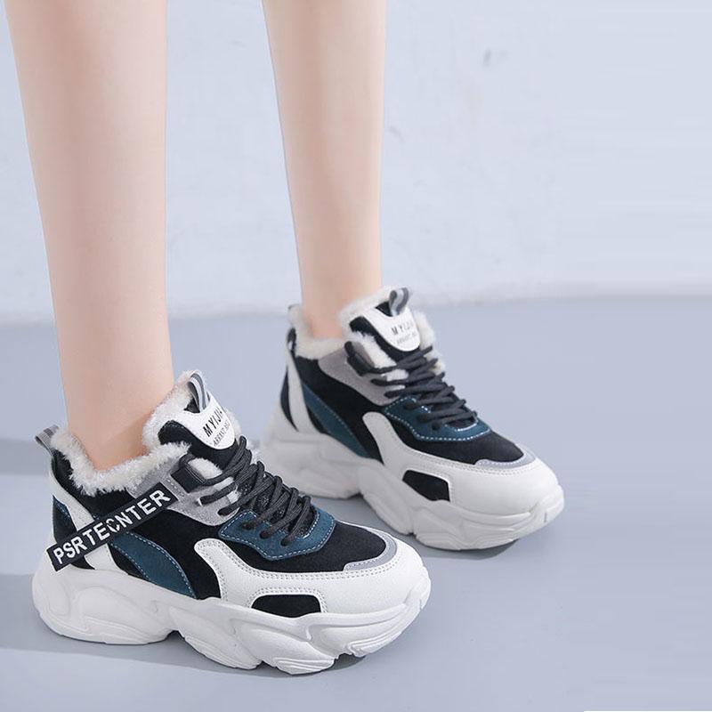 Old Shoes Women's Winter Cotton Shoes Plus Velvet Warm Martin Boots Thick Bottom Increase Casual Shoes Sports Shoes Snow Boots