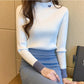 Autumn Winter Thick Sweater Women Knitted Pullover Sweater Long Sleeve Half Turtleneck Slim Jumper Soft Warm