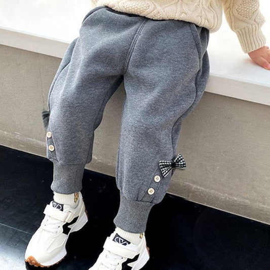Sweet Girls Pants 2021 Kids Boys Thick Warm Trousers Winter Children Casual Solid Color Warm Pants Girls Leggings Gray