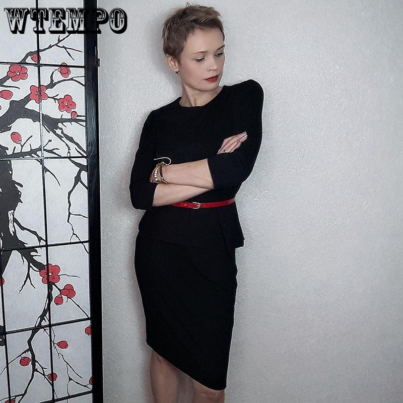 Vintage Elegant Wear To Work with Belt Skirt Suits Business Party Bodycon Office Career Women Dress