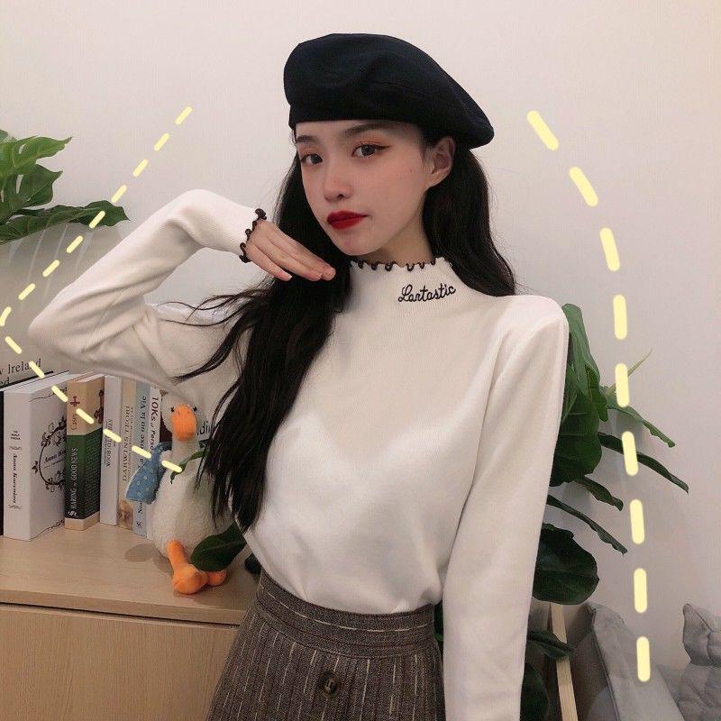 Pofulove Wild Fungus Bottoming Sweater Sweater Women's Fashion Outerwear Western-style Little Man