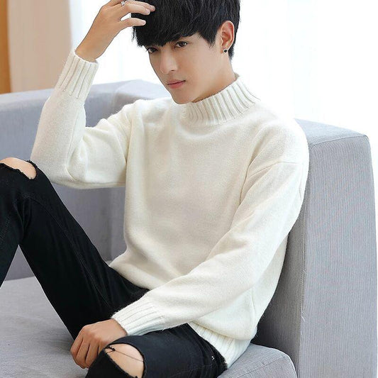 Youth Fashion Slim Thin Men's Autumn and Winter Round Neck Sweater Pullover Sweater