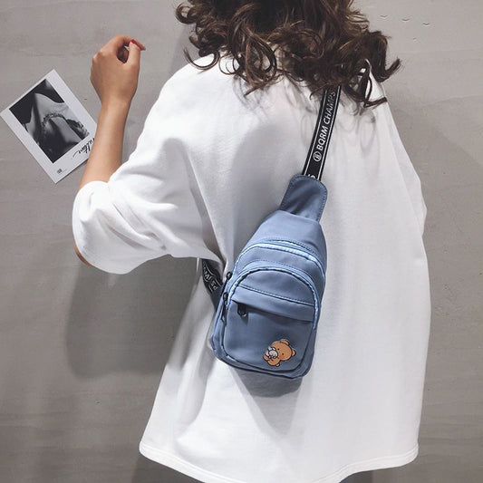 Canvas Bag Women's Casual Simple Solid Color Shoulder Bag Korean Version of Nylon Cloth Cute All-match Messenger Bag