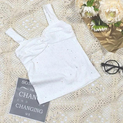 Summer Kids Cute Girls Summer Thin Camisole Tube Top Small Solid Color Halter Fine Flashing Vest