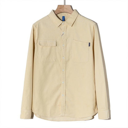 Spring and Autumn Corduroy Shirt Men's Trend All-match Ruffian Handsome Shirt Casual Fashion Solid Color Bottoming Shirt Jacket