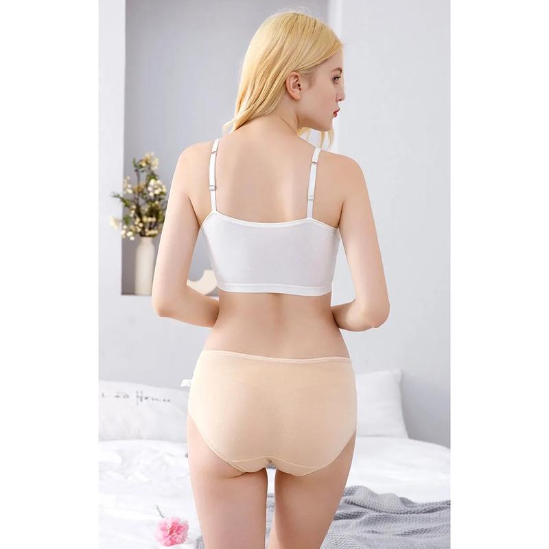 Ladies Pure Cotton Underwear Sexy Hip-lifting Mid-low-waist Ice Silk Feeling Seamless Breathable Briefs Female Cotton Skin-kissed Soft Underpants 4 PC