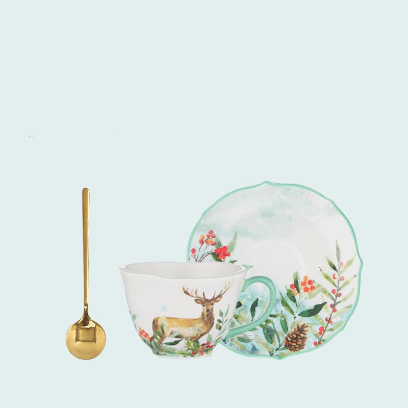 Nordic High-end Coffee Cup Net Red Coffee Cup Ins Afternoon Tea Tea Set with Spoon High Value Flower Tea Cup and Saucer Set