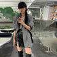 Women Sexy Tight Black Leather Skirt A-lineShort Skirt  Split Fork Zipper Club Casual Home Office