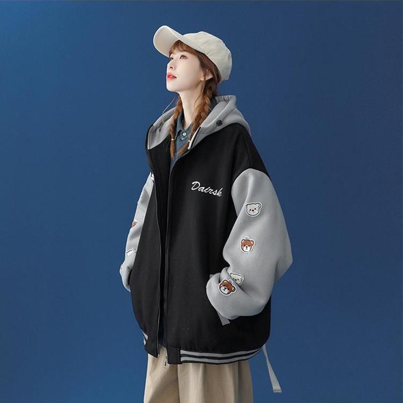 Hooded Jacket Women's Spring and Autumn Short Baseball Uniform Tide High Street Jacket Korean Version Loose Sweet Autumn Winter Spring Top