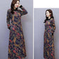 Pofulove Retro Plus Velvet Dress Female Turtleneck Over Knee Long Skirt Plus Size Cover Belly Fat