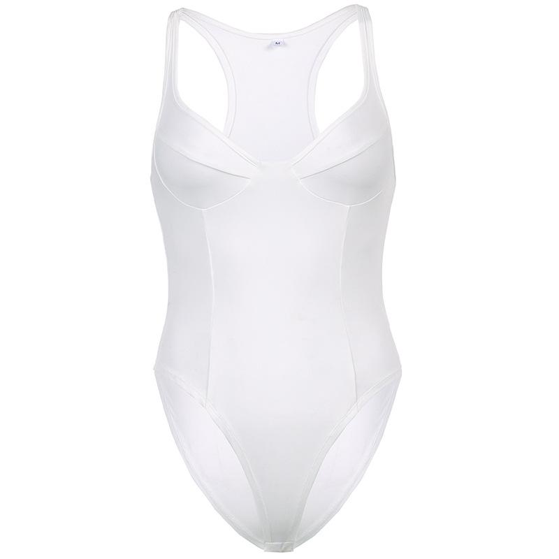 Solid Backless Top Bodysuit Women Sleeveless Skinny Bodies High Waist One Piece Sexy Club Bodies Top Femme Crotch Beachwear