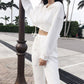 Solid Color Suit Female Student Loose Hooded Pullover Casual Sports Short Top Two-piece Spring and Autumn Suit