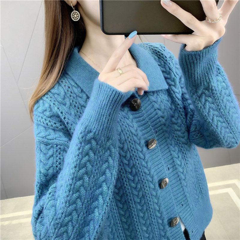 Autumn and Winter Solid Color Cardigan Jacket Knitted Loose Long-sleeved Tops Fashion Simple Women's Sweater