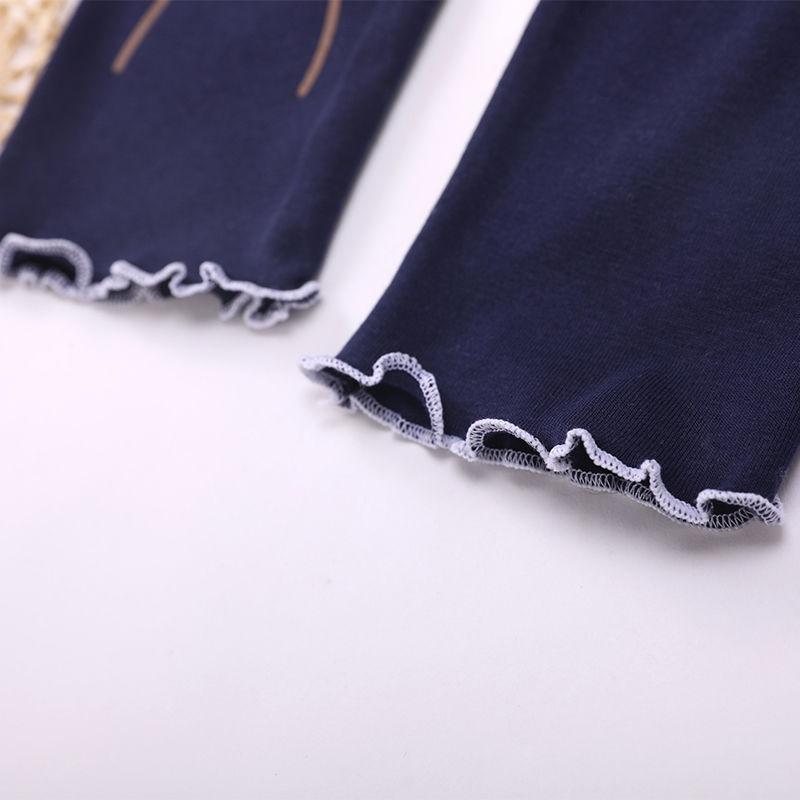 Girls Spring and Autumn Ruffled Leggings Korean Children's Trousers Slim Stretch Pants Casual Pants