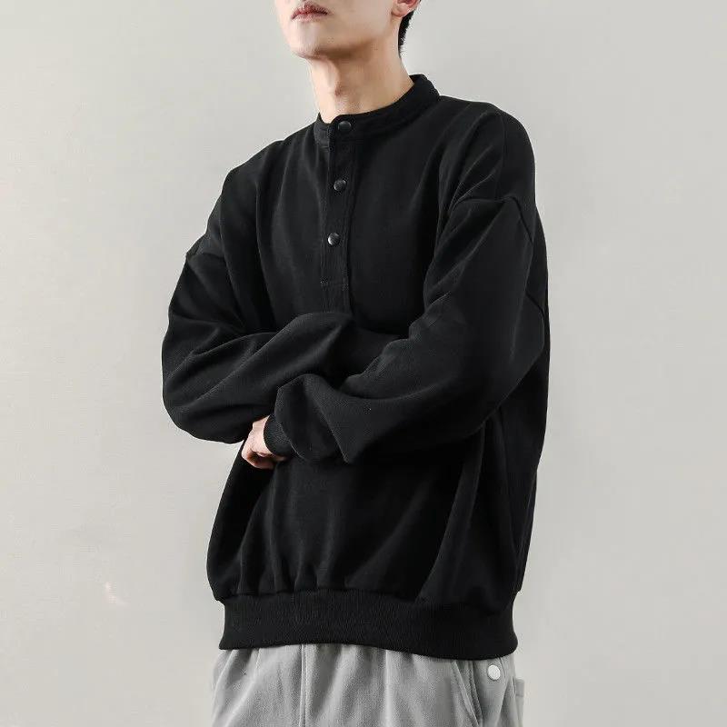 Winter Stand-up Collar Warm and Comfortable Sweater Men's Long-sleeved Casual Hoodless Jacket All-match Solid Color Top